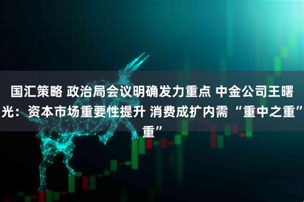 国汇策略 政治局会议明确发力重点 中金公司王曙光：资本市场重要性提升 消费成扩内需 “重中之重”